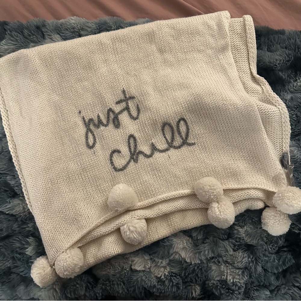NWT Aerie Knit Scarf with Pom Poms